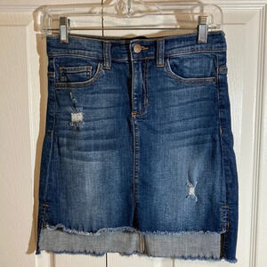 Francescas Harper distressed stretch denim skirt S